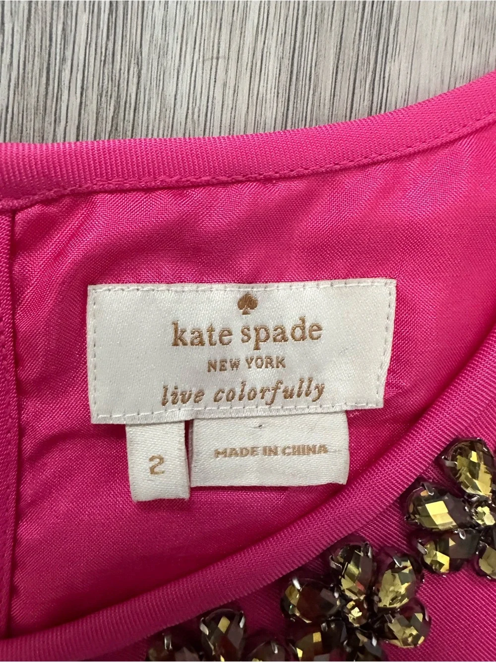 Kate Spade New York blouse Fuchsia with embellishments Floral design, size 2